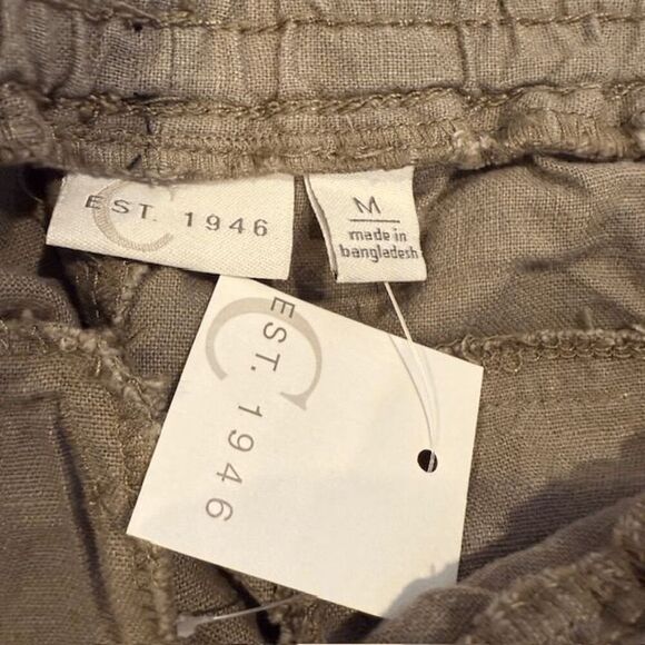 NWT EST. 1946 Linen Blend Shorts Light Brown Elastic Waist Pockets Size Medium - Picture 5 of 10